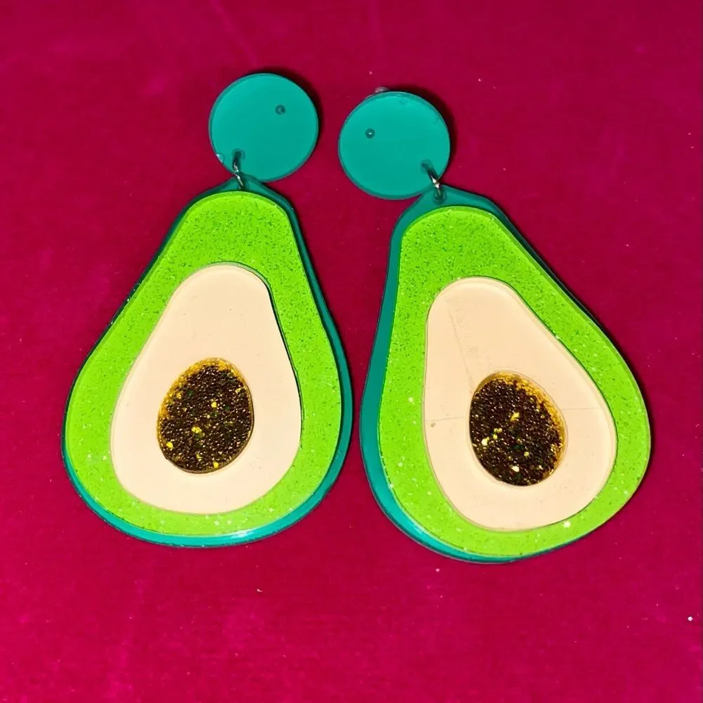 Large Pop Art Style Avocado earrings